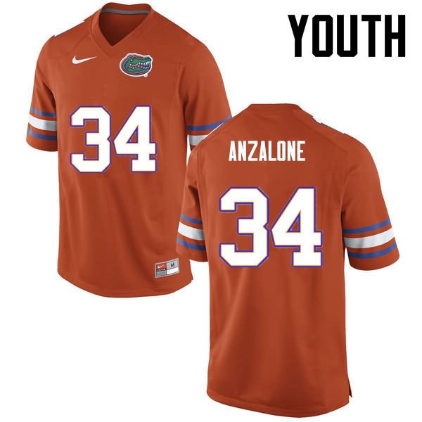 NCAA Florida Gators Alex Anzalone Youth #34 Nike Orange Stitched Authentic College Football Jersey SVP4564RX